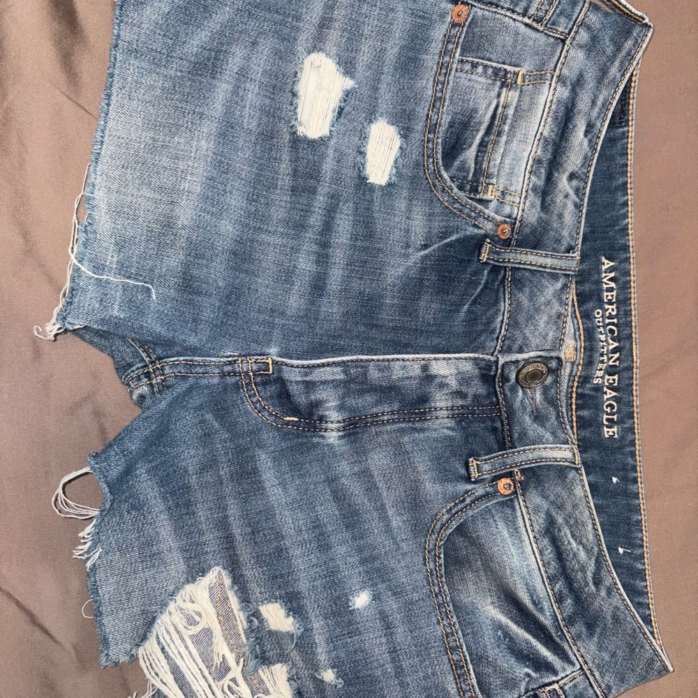 American Eagle Outfitters Medium Blue Denim Shorts with Frayed Hem